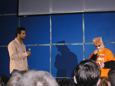 Bakhurin (on the right) and the show host Ivan Urgant